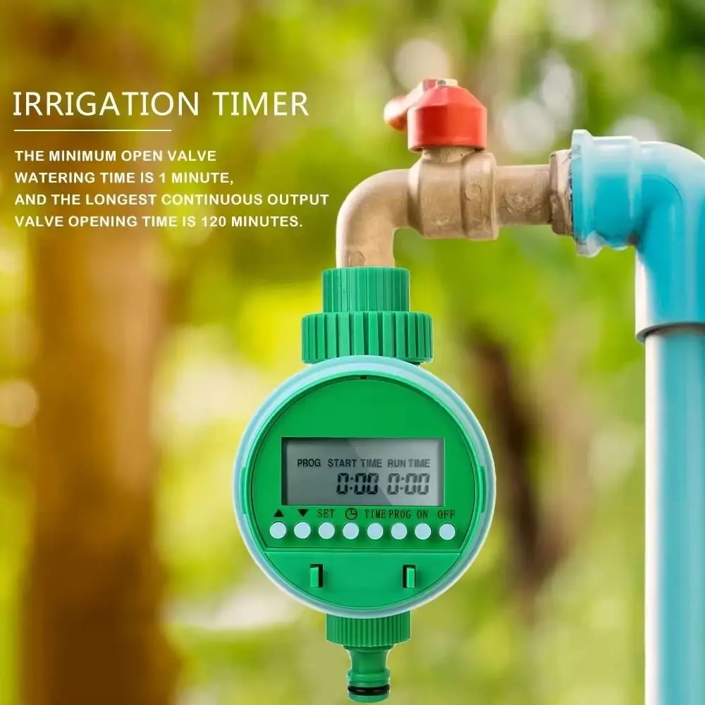 LCD Display Water Timer Electronic Control Intelligent Timing Irrigation Controller Green Color Portable Design Watering Timer