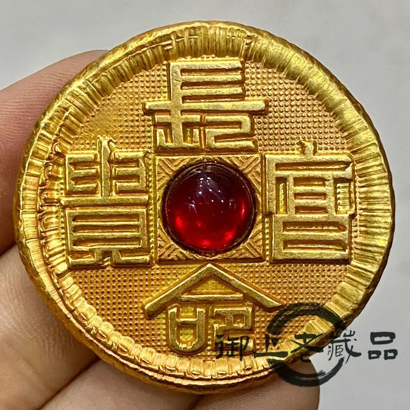 Gilt gemstone carving long life rich and noble back Yong