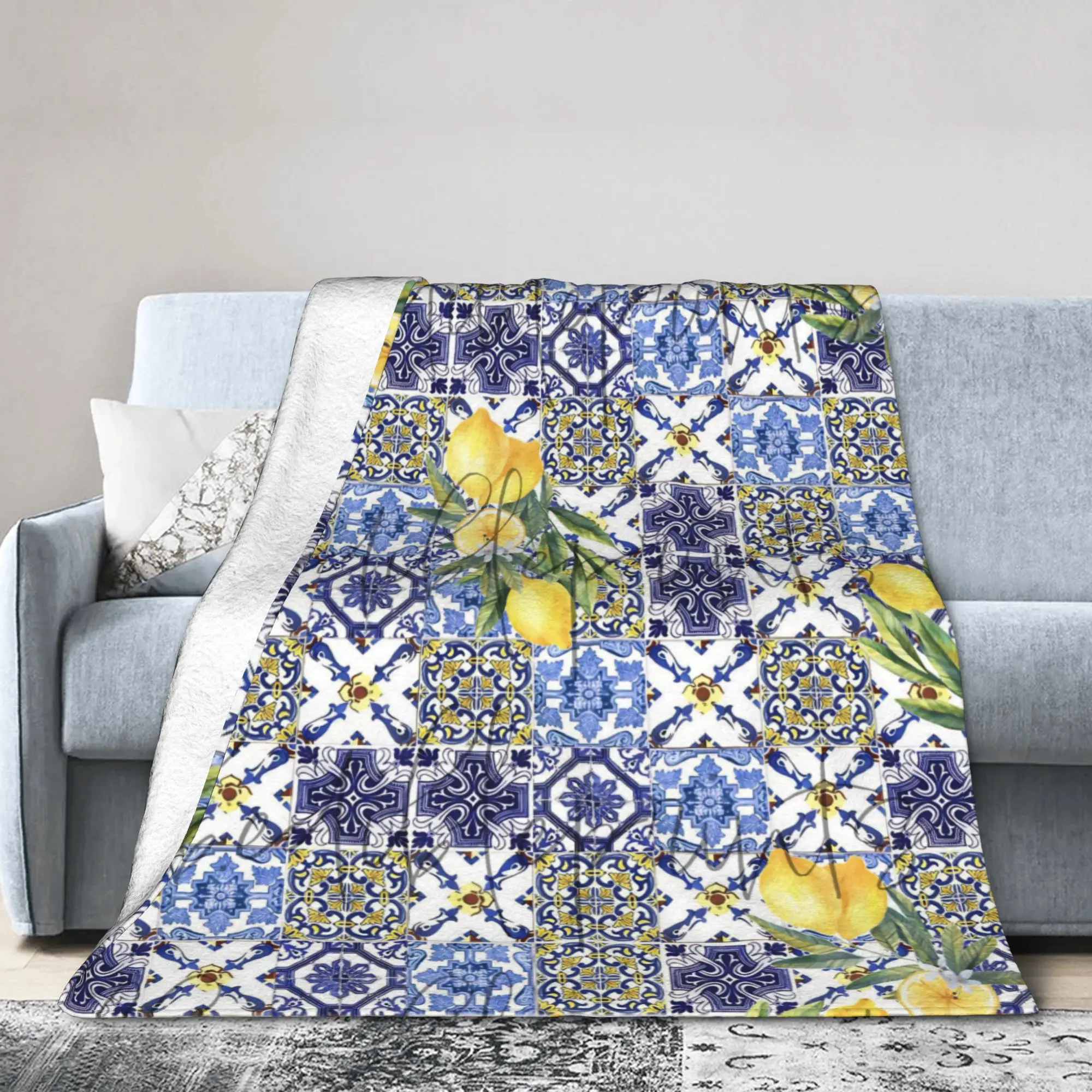 Stylish Lemon Sicily Rectangle Blankets Lightweight Thin Flannel  Relax Throw Blanket Machine Washable