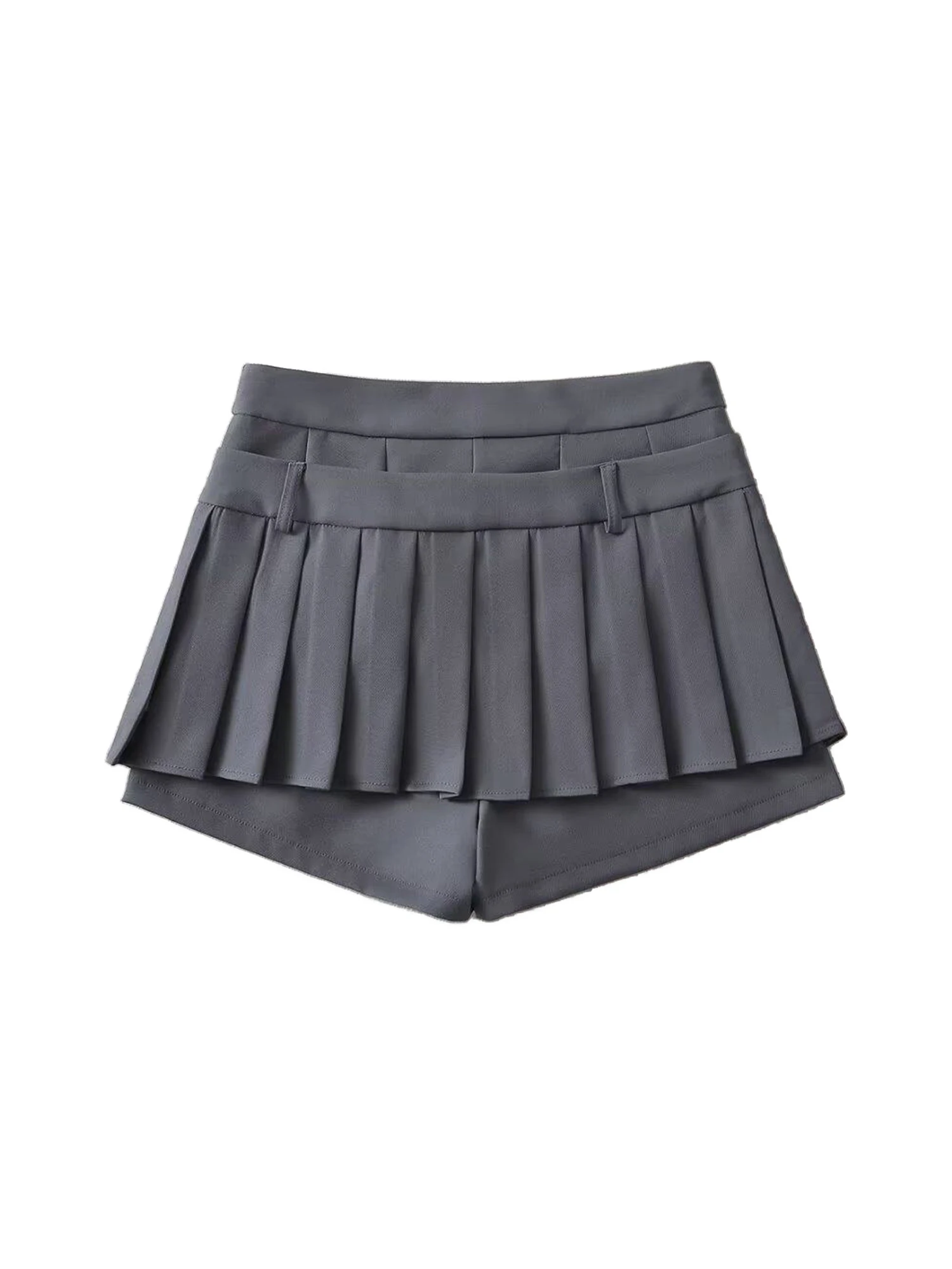 Frauen Grau A-Linie Minirock Vintage 2000er Jahre Adrette Y2k Gyaru Shorts Rock Harajuku Koreanischer Stil Faltenröcke Sommer 2026