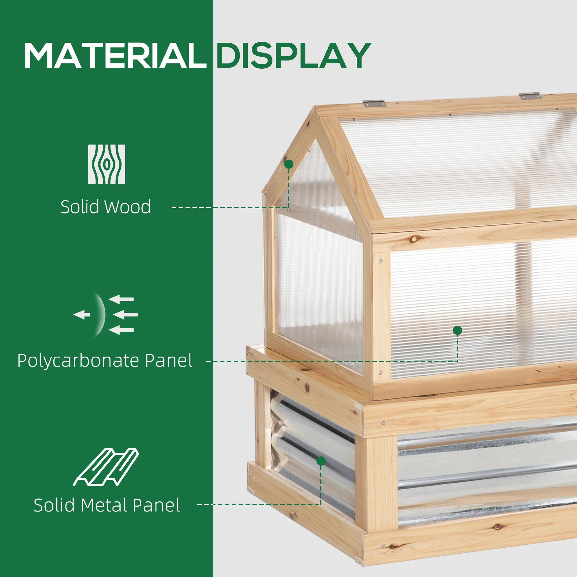 Raised Garden Bed Kit W/ Greenhouse Top Cold Frame Planter Protection Natural