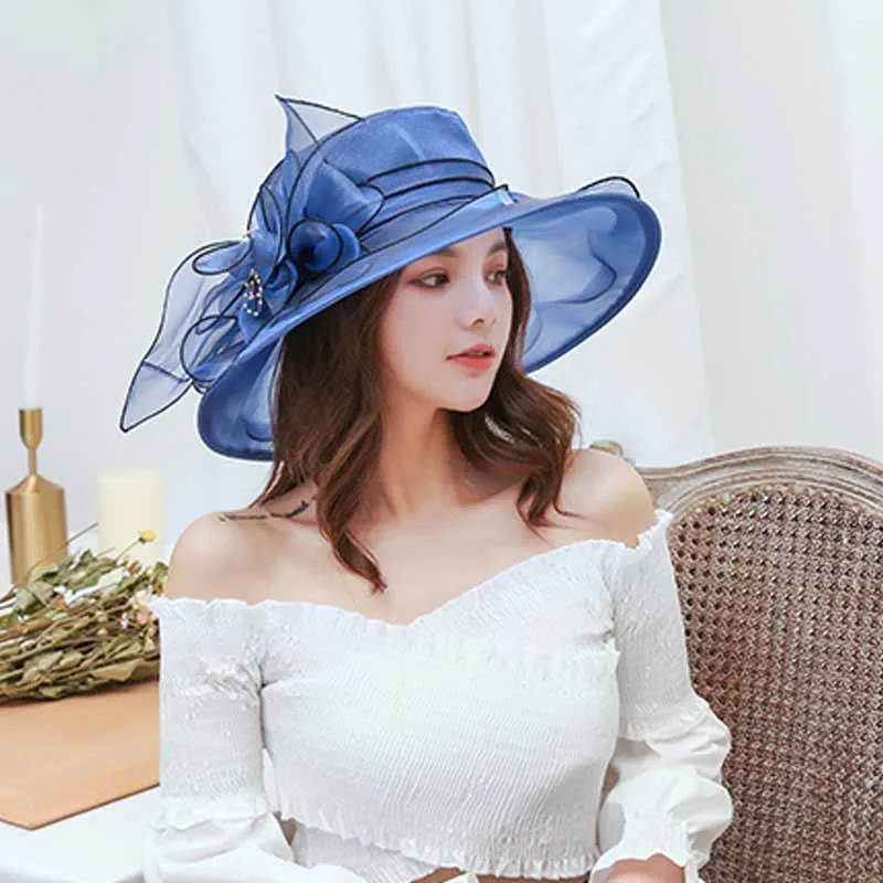 

Hat Women's Summer Wide Brim Mesh Cap European And American Style Organza Outing Beach Hat Travel Hat Summer Hat