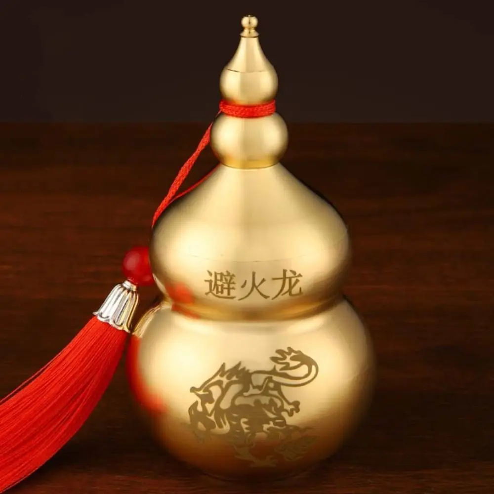 Feng Shui Chinese Brass Wu Lou Gourd, Treasure Statue Home Decoration Table Bookshelf Ornaments, Fortune Protection