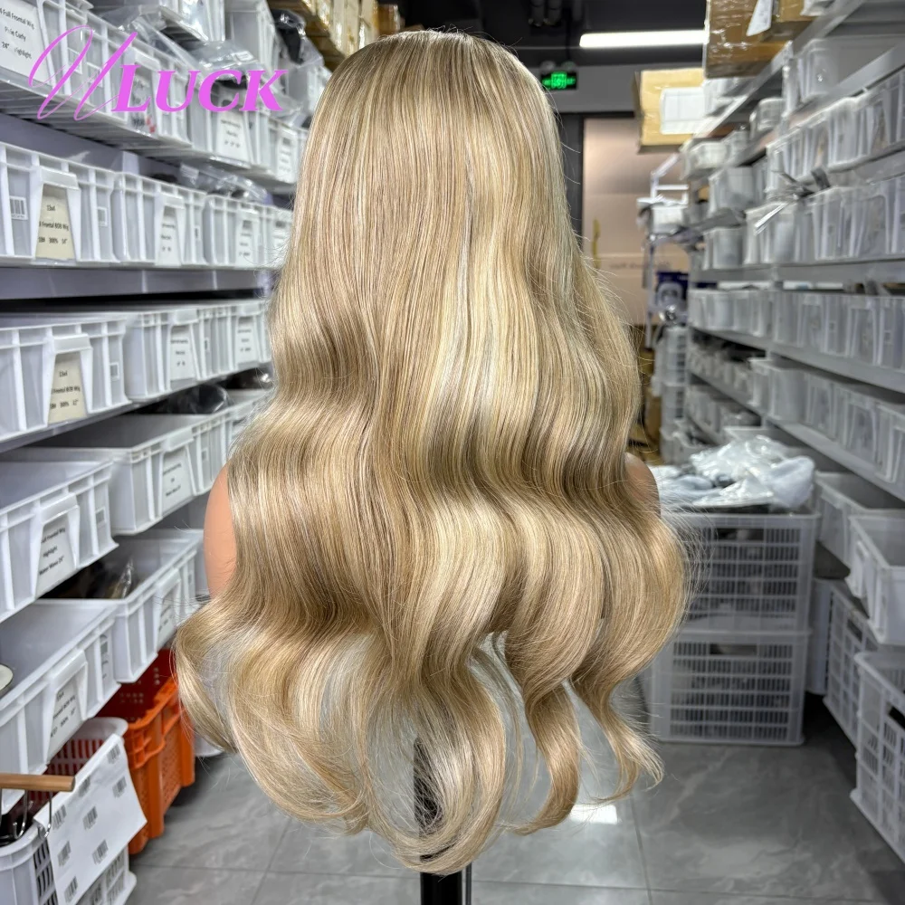 Parrucche Uluck dell'onda del corpo Parrucche frontali in pizzo 13x6 Densità del 180% Parrucche brasiliane reali dei capelli umani Pre pizzicate Bionda cenere colorata per le donne
