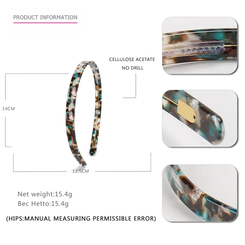 Elegant Pattern Acetate Hairbands for Woman Anti-slip Delicate Acetate Headbands Woman Forehead Hair Accessories