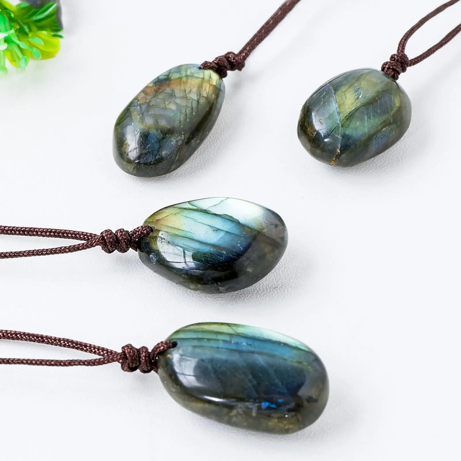 الكريستال الطبيعي اللابرادوريت قلادة الأزرق Moonstone الحجر الخام عقد دي اي واي قلادة مجوهرات هدية عيد