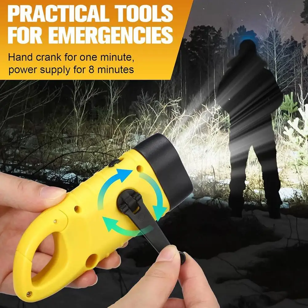 

Portable LED Flashlight Hand Crank Dynamo Solar Power Torch for Outdoor Camping Hiking Long-range Emergency Lantern Tent Light