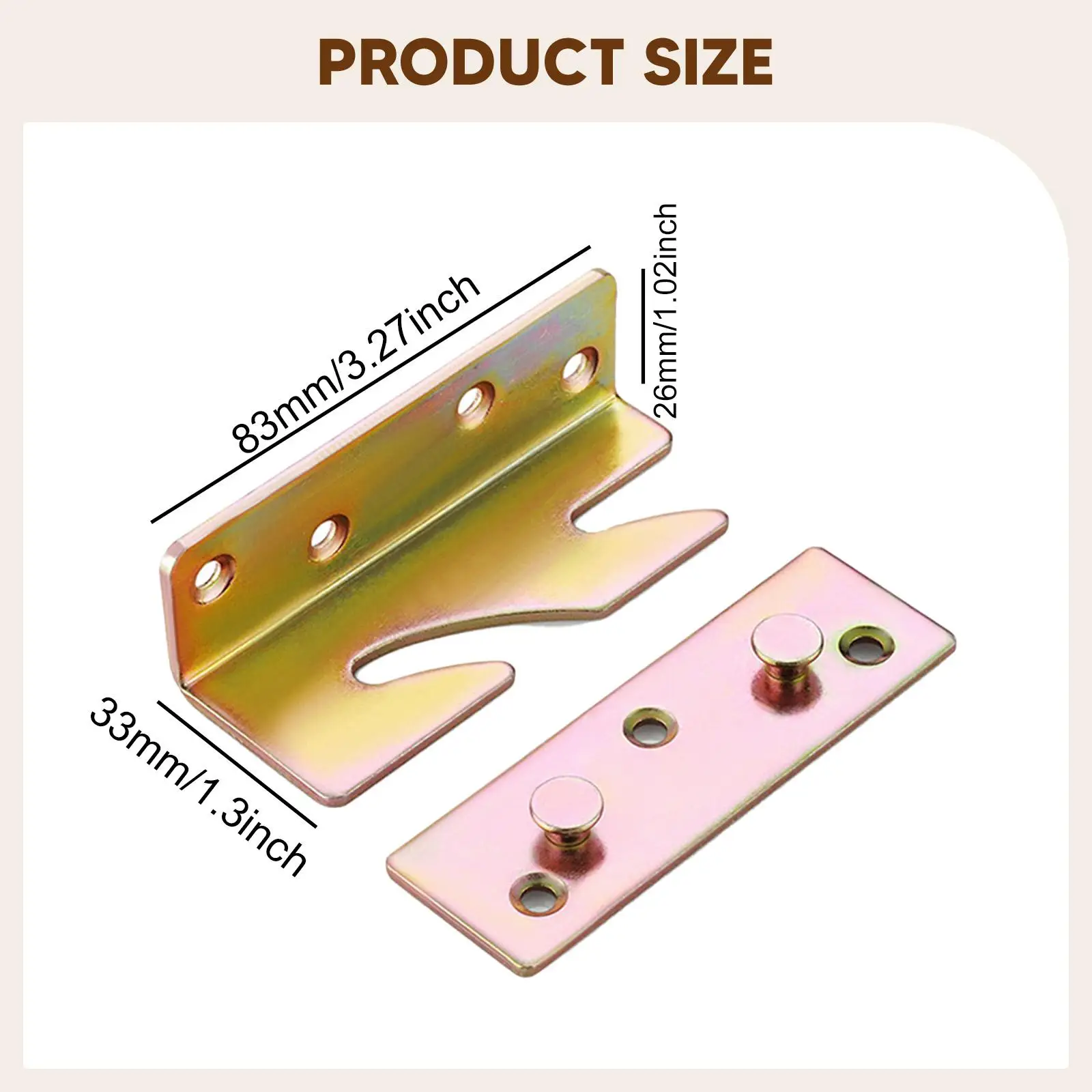 

Bed Rail Bracket Set Thickened Iron Frame Hardware for Headboard Footboard Connectors for Full Size and King Size Beds