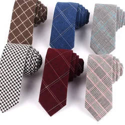 Cotton Skinny Tie For Men Women Casual Plaid Neck Tie For Party Business Wedding Neckties Adult Suit Slim Neck Ties For Gifts