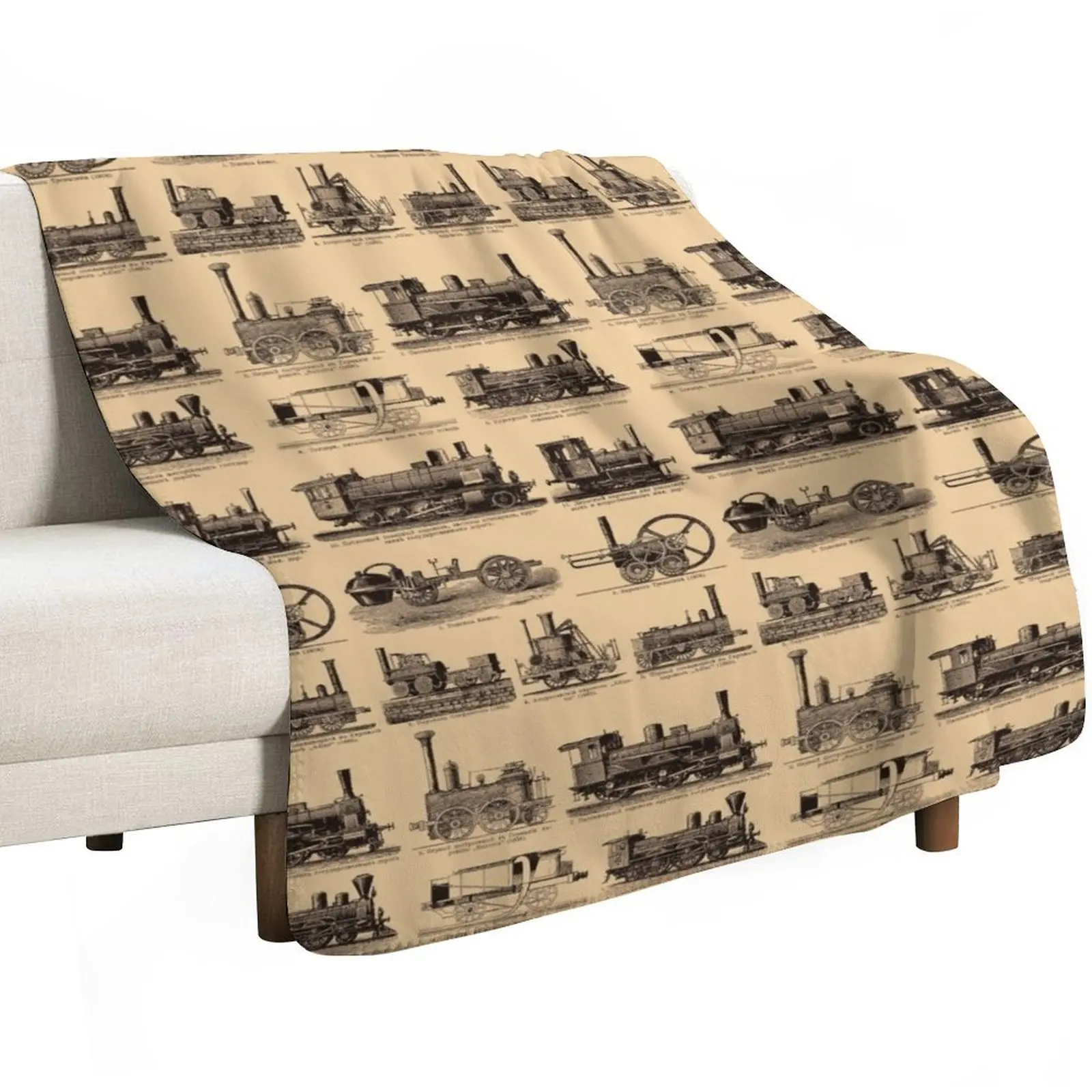 Vintage retro steam old trains poster backpack Throw Blanket Decoratives Sofa Throw Luxury Designer Furry Blankets