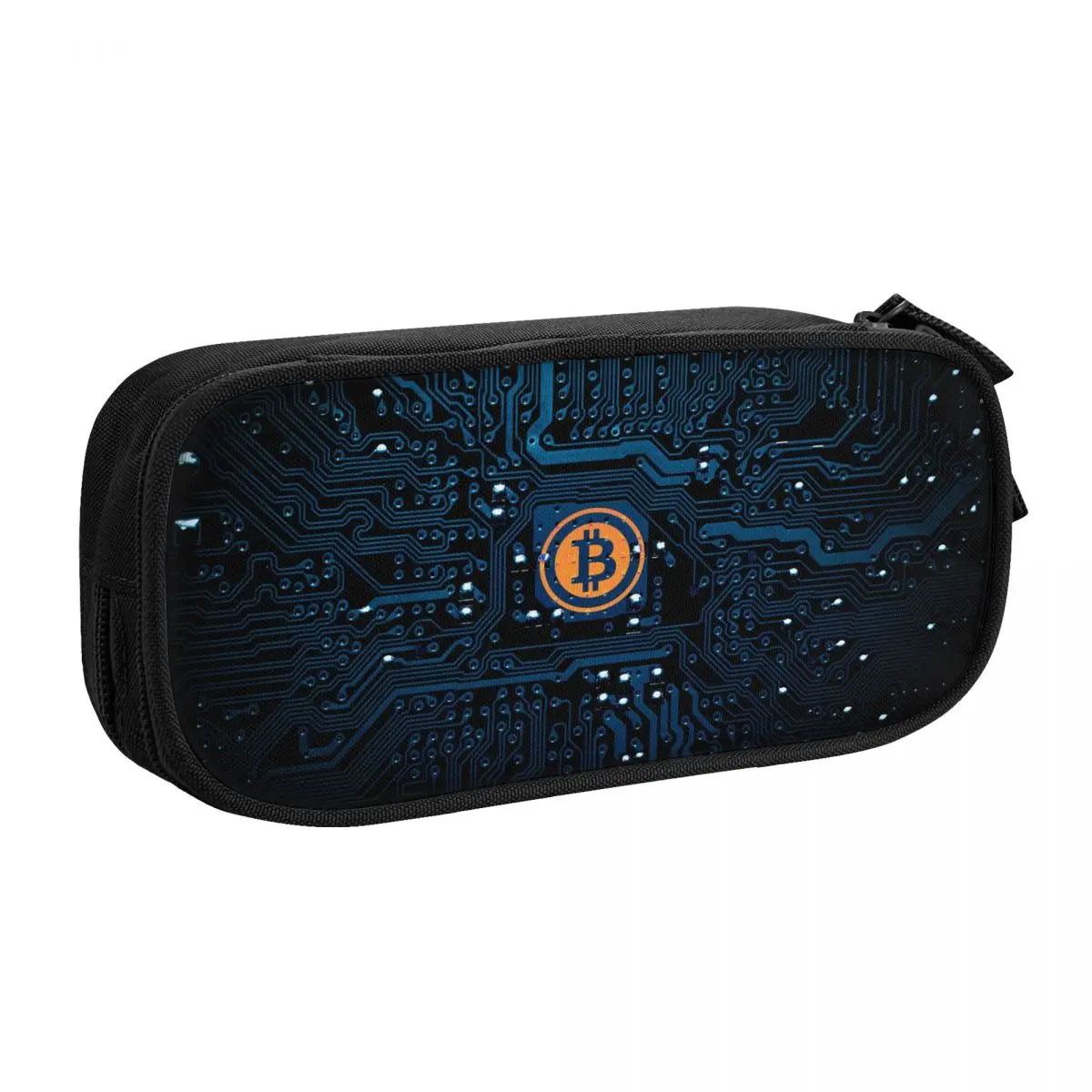 Custom Kawaii Bitcoin Computer Motherboard CPU Circuit Pencil Case for Large Capacity Btc Blockchain Pencil Bag Stationery