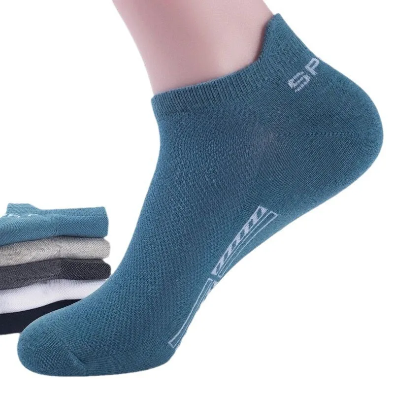 Men Summer Cotton Socks Sweat-Absorbent Odor-Resistant Short Tube Boat Pull-Up Mesh Short Socks Breathable Sports Cotton