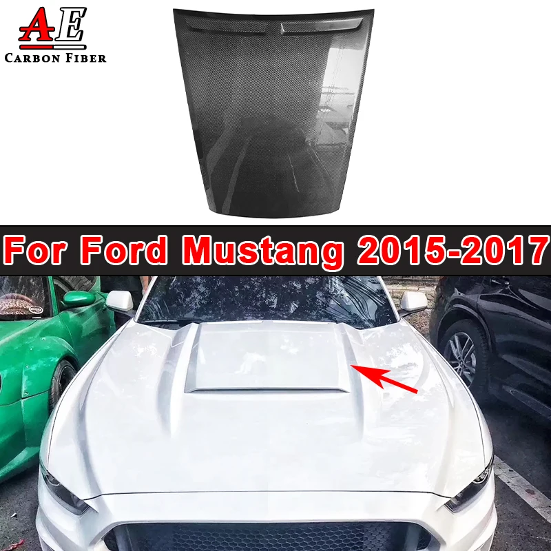 For Ford Mustang 2015-2017 Carbon Fiber Front Engine Hood Vent Bonnet Cover Roush Style Body Kit Car Accessories