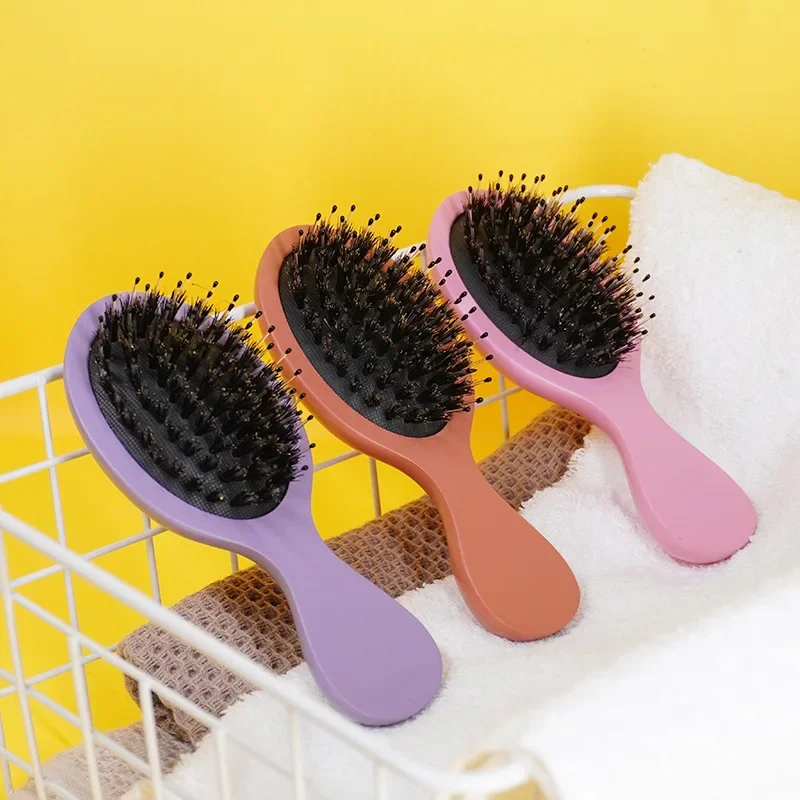 Mini Colorful Portable Air Cushion Comb Pure Pig Bristle Beech Wood Nylon Hair Massage Air Cushion Comb Anti Static Hair Loss