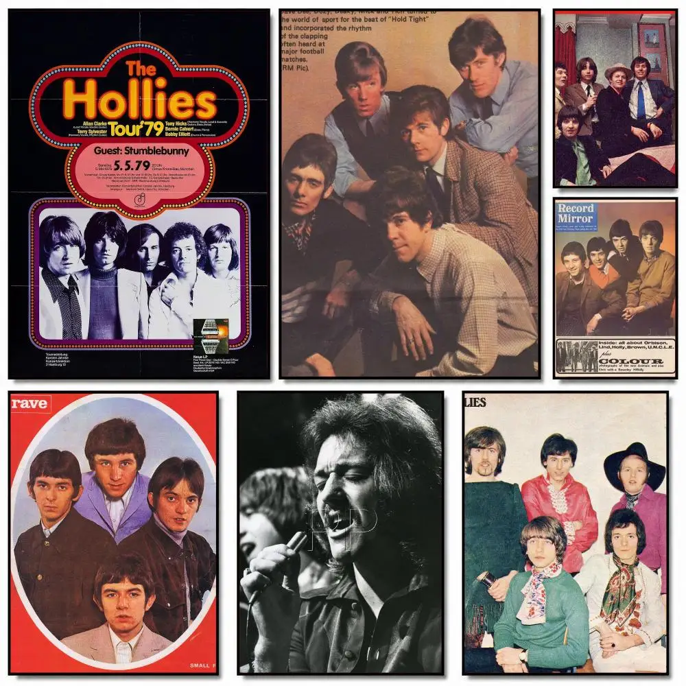 band T-The Hollies-S Poster Removable Wall Sticker for Home Cafe Bar Office Interior Decor