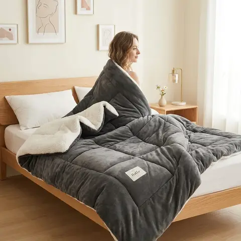 Couette réversible ultra douce de luxe, couleur unie, pour toutes les saisons, pour chambre à coucher et dortoir.