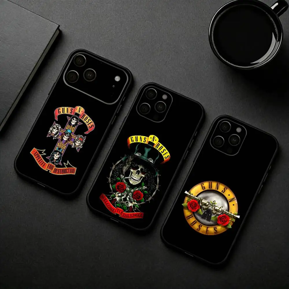 

Band G-Guns-S N R-Roses Phone Case Silicone Soft For IPhone 17pro 16 15 14 13 12 11 X XR Plus Pro Max Plus