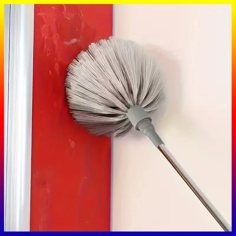 1 Pack Extendable Cobweb Ceiling Duster, Sturdy Metal Handle Broom with Comfort Grip for High Dusting