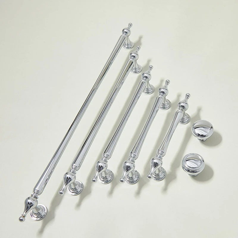 Luxuriöser Französischer Stil, Einfacher Verchromter Silberner Schubladen- und Einloch-Schrankgriff aus Reinkupfer, Kleiderschrankgriff aus Reinem Kupfer – Detail 3