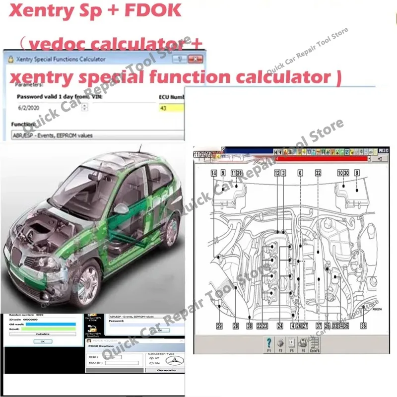3 in 1 obd2 scanner Software DAS Xentry Special Function Calculator+ FDOK+ Vedoc Calculator Keygen M-B Star C3 C4 DOIP C5 C6 VCI