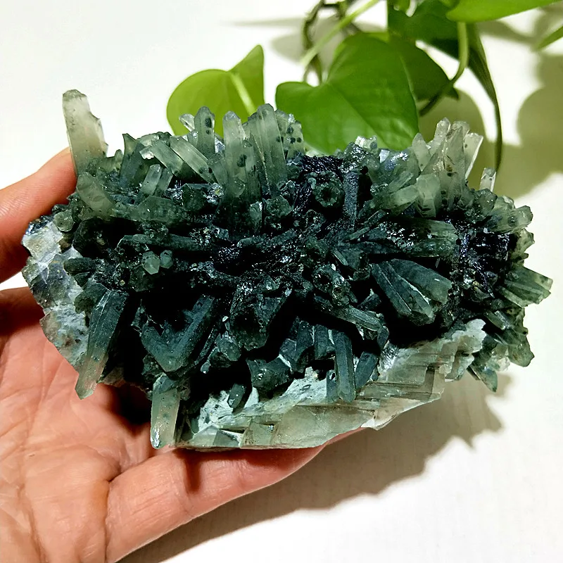 

Natural Stones Epidote Crystal Cluster Black Mica Sheet Symbiosis Specimen Feng Shui Crystal Witchcraft Energy Room Decoration