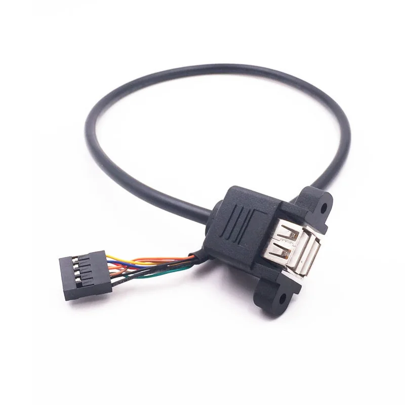 

30CM 5Pin 2.54mm Motherboard Female Header To USB Type A Female Adapter Dupont Extender Cable with Screw Panel Mount Holes