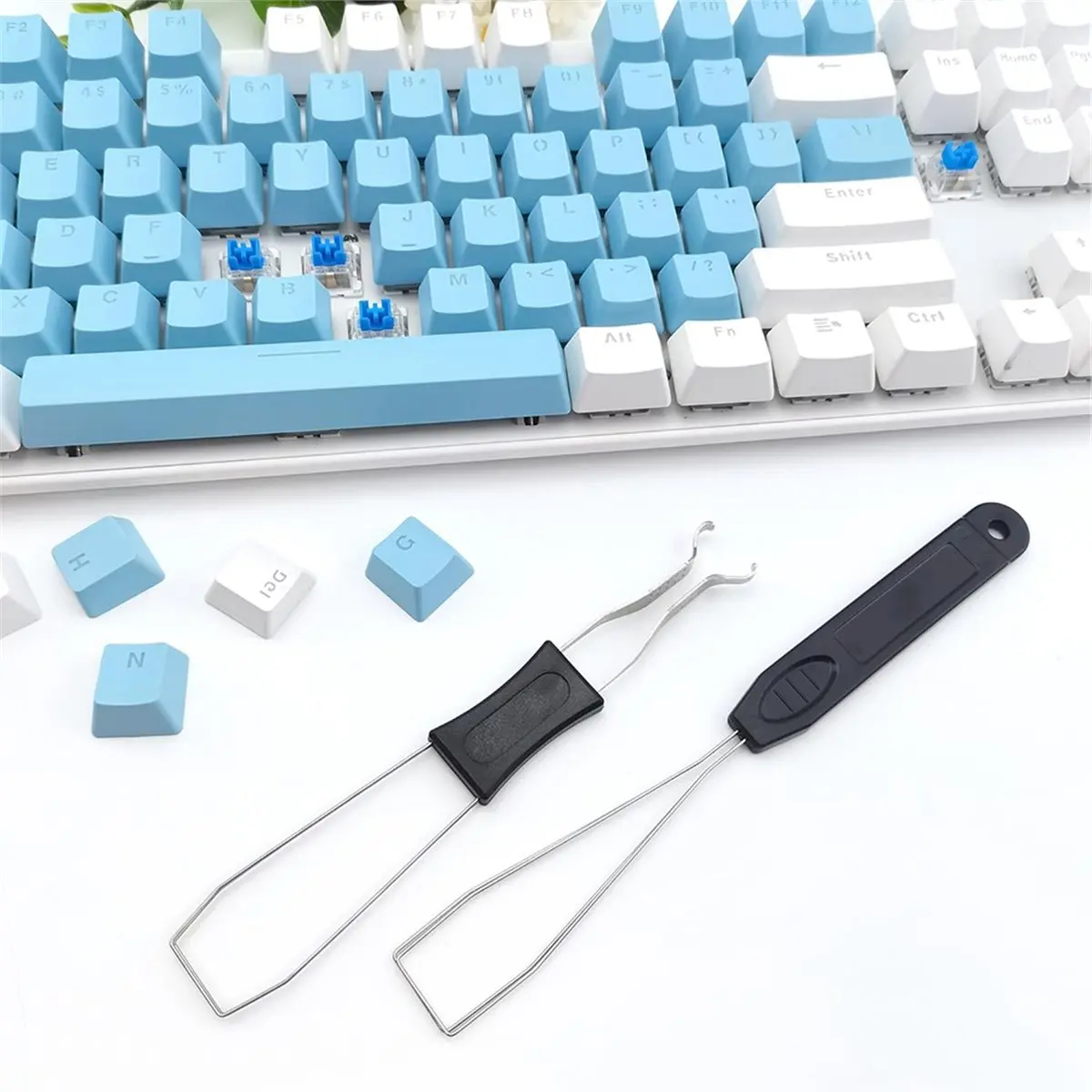 Best of 2026 Keycap Remover Tool Set, 2 PCS Stainless Steel Keycap Pullers with 2 PCS Keyboard Brushes for Mechanical Keyboard
