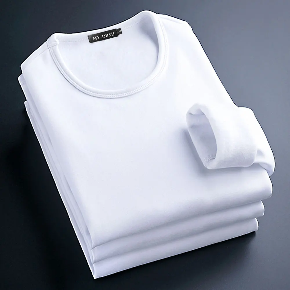 Winter Thermal Underwear Men's Thickening Velvet Warm Tops Men's Winter Long-sleeved Male Round Neck T-shirt M-5XL