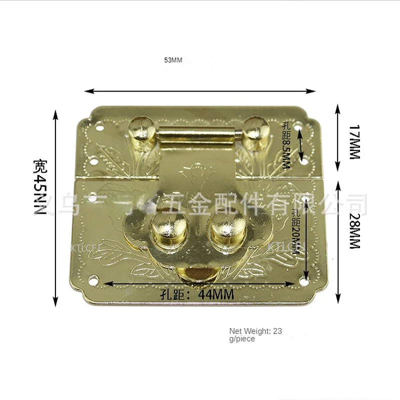 4Pcs Iron Box Wine Box Jewelry Box Box Buckle Padlock Iron Box Buckle Blooming Rich Square Box Buckle