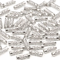 20/50pcs Stainless Steel Hollow Tube Spacer Beads Hair Braid Beard Lock Charms for Necklace Bracelet Jewelry Making Accessories