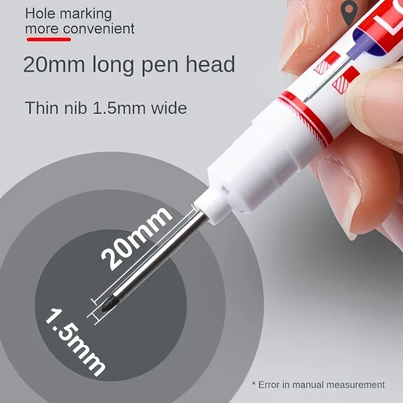 Imagem -02 - Long Nib Head Markers For Metal Perfuração Pen Deep Hole Impermeável Banheiro Carpintaria Decoração Multi-purpose 20 mm Pcs Set