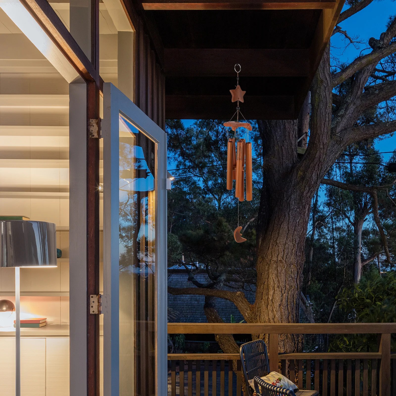 

1Pcs Bamboo Wind Chime Five-Pointed Star Hanging Decor Wooden Wind Bell for Garden Balcony Hanging Decor