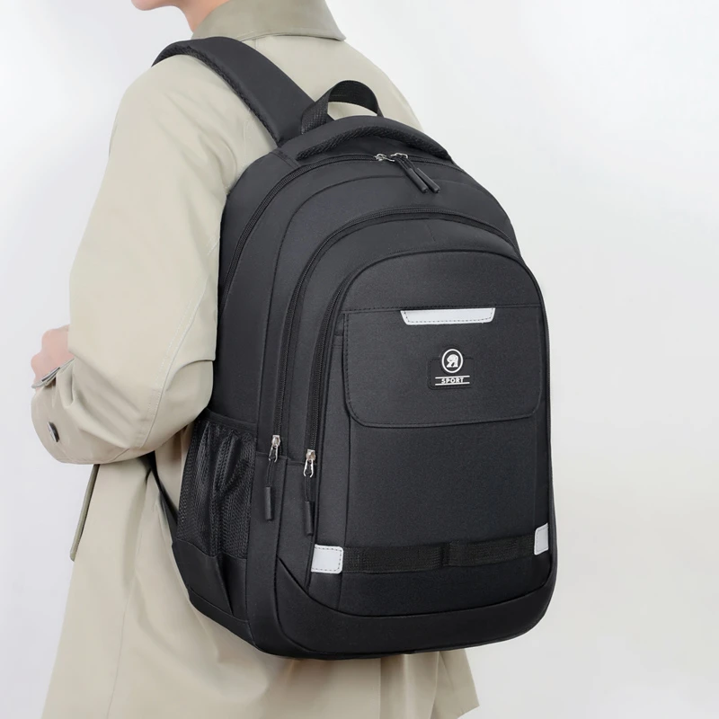 حقيبة ظهر عصرية كبيرة للسفر للرجال حقيبة أعمال للرياضات الخارجية حقيبة ظهر سوداء للتخزين