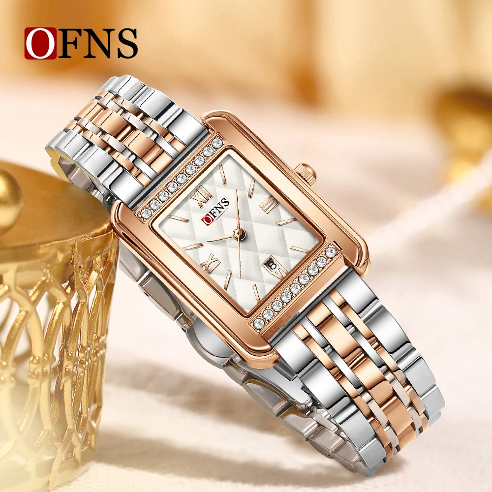 

OFNS New 1557 Luxury Women's Quartz Watch Waterproof Diamond Pattern dial Calendar Business Women's Quartz Watch 2025