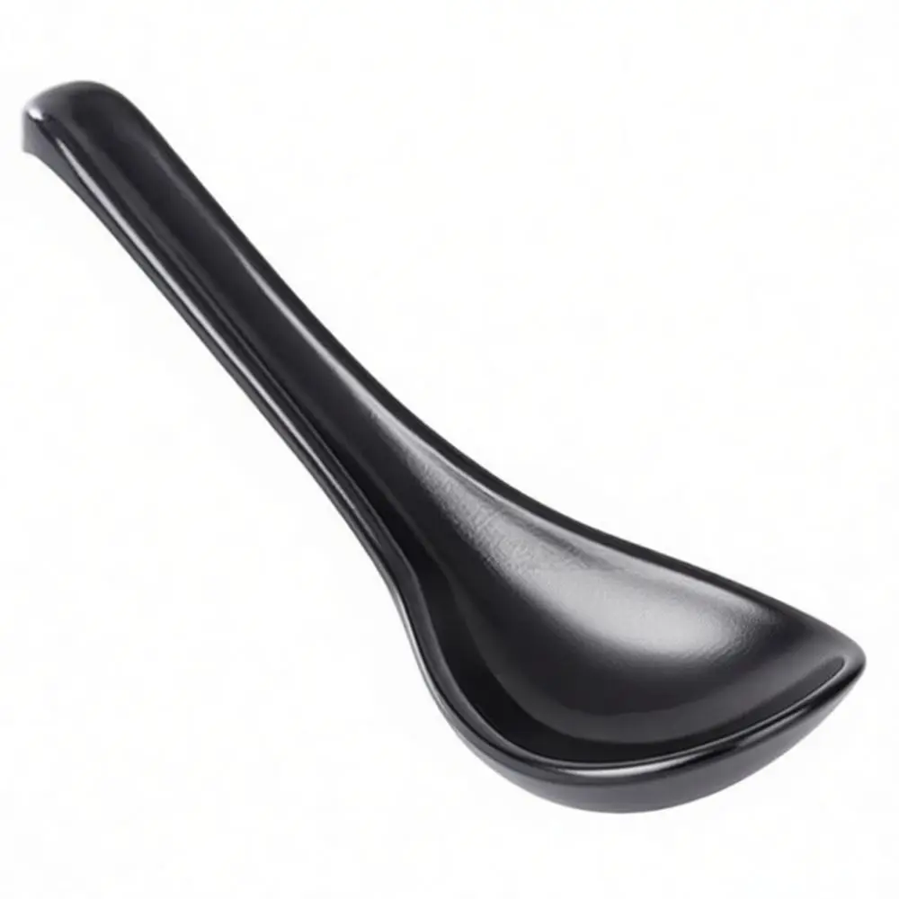 Minimalist Japanese Ramen Spoon Melamine Soup Ladle Sturdy Long Handle Hook Design Matte Color Durable Kitchen Serving Tool
