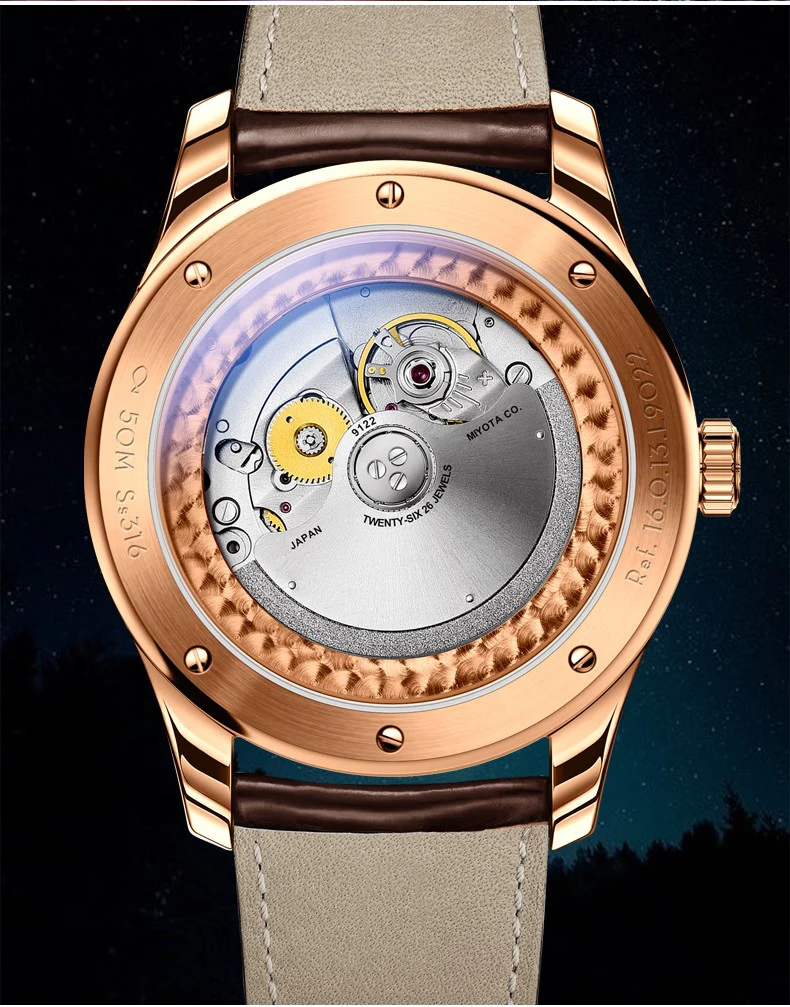Borman Orologio automatico da uomo 42mm Orologio da polso meccanico pilota Zaffiro luminoso Miyota 9122 Mese Data della settimana