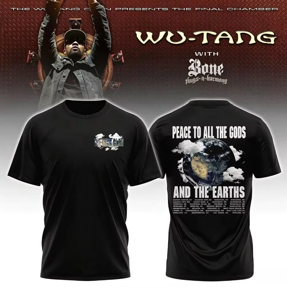 Wu Tang Clan The Final Chamber Tour Printed Wutang Logo Warrior Pattern Hip Hop Concert Short Sleeved Fashion New T-shirt