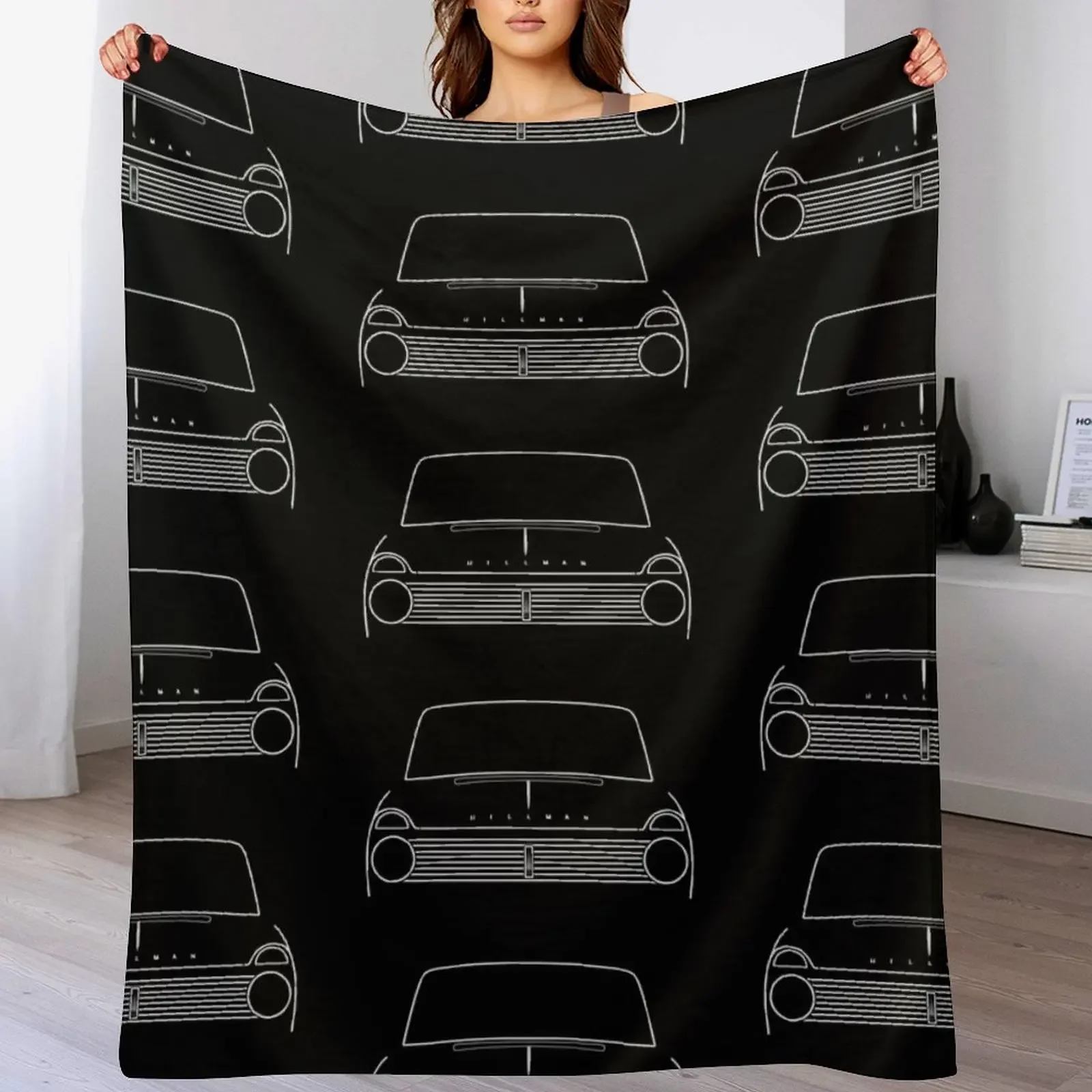 

Hillman Super Minx classic 1960s British car white outline graphic Throw Blanket anime Camping Travel Fashion Sofas Blankets