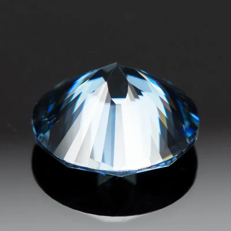 Moissanite Gemstone Primary Color Royal Blue Round Shape Special Sakura Cut Lab Grown Diamond Charms Jewelry with GRA Report