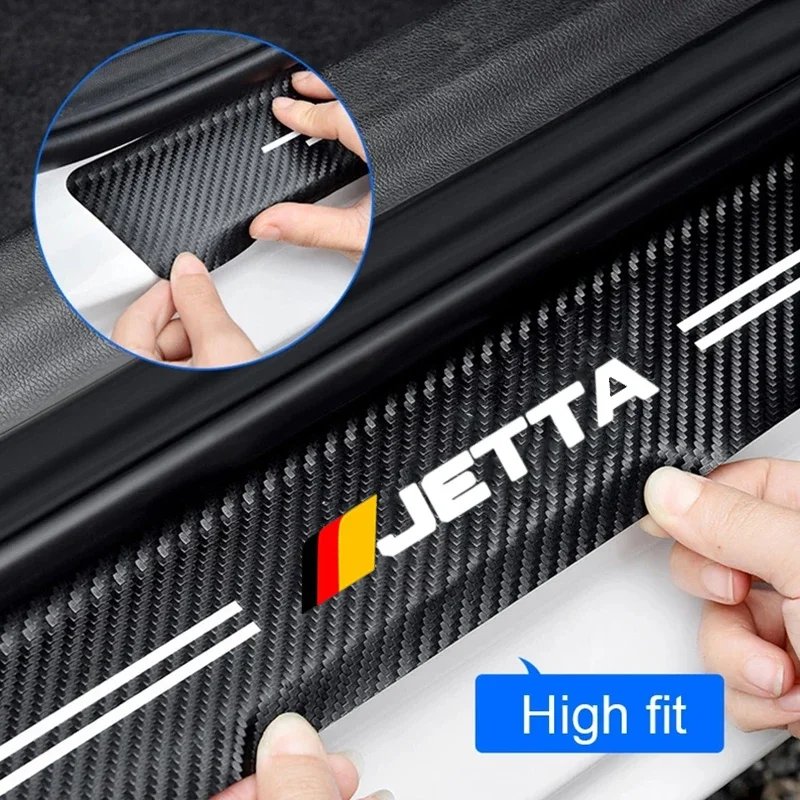 Car Door Sill Threshold Strip Anti Kick Sticker Scuff Scratch Protective Decals for Volkswagen JETTA Logo Carbon Accessories