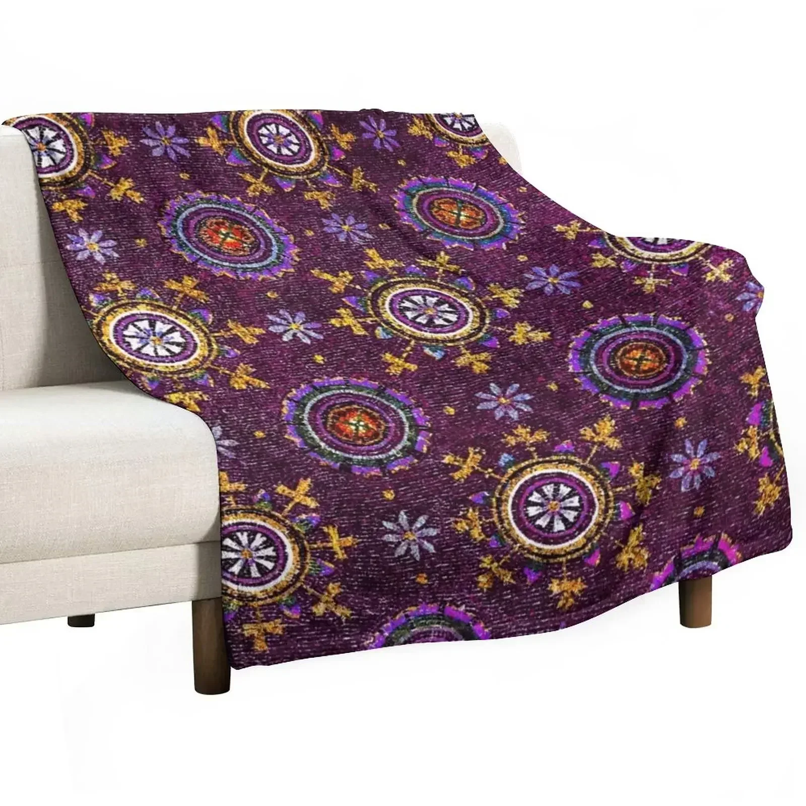 

RAVENNA BYZANTINE MOSAICS,STARS,PURPLE BLUE STARRY NIGHT Throw Blanket Retros Hairy Blankets