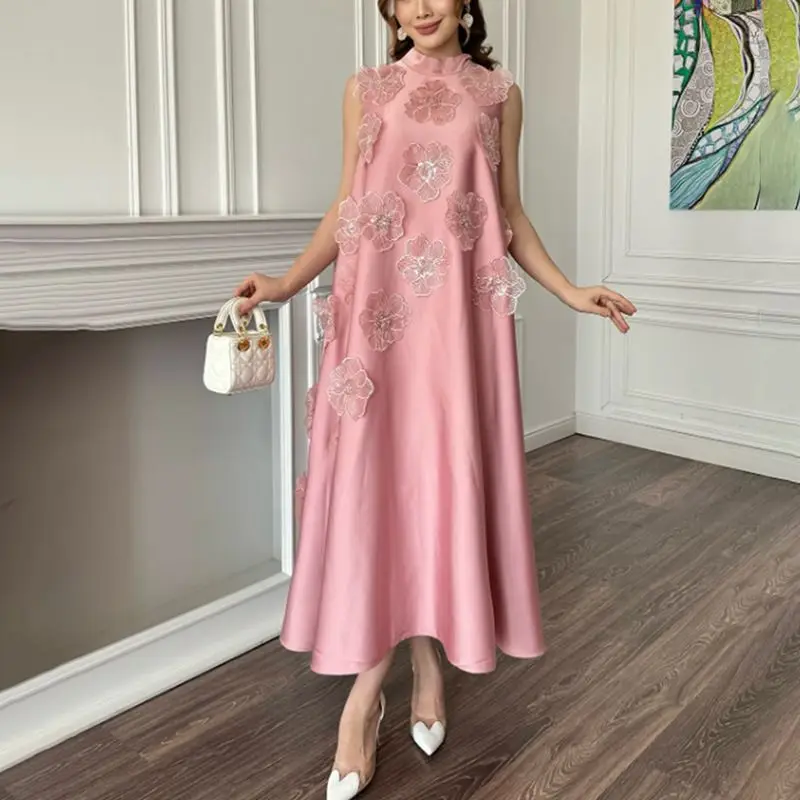 

High Quality Customized High Collar Ankle Length Flowers Appliques Dresses on Clearance Sale for Weddings Luxury Evening Dress