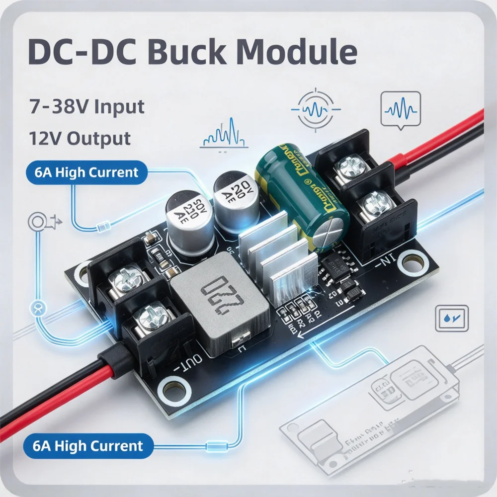Dc-dc 7v-38v To 5v 12v Choose Output Step Down Power Supply Module 6a High Current Short Circuit Over Hot TVS Protection