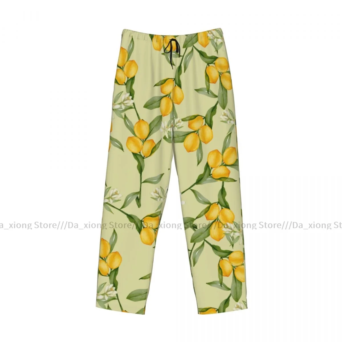 Men's Sleepwear Loose Sleep Pants Pajamas Lemon Citrus Yellow Fruit Leaves Long Lounge Bottoms Casual Homewear