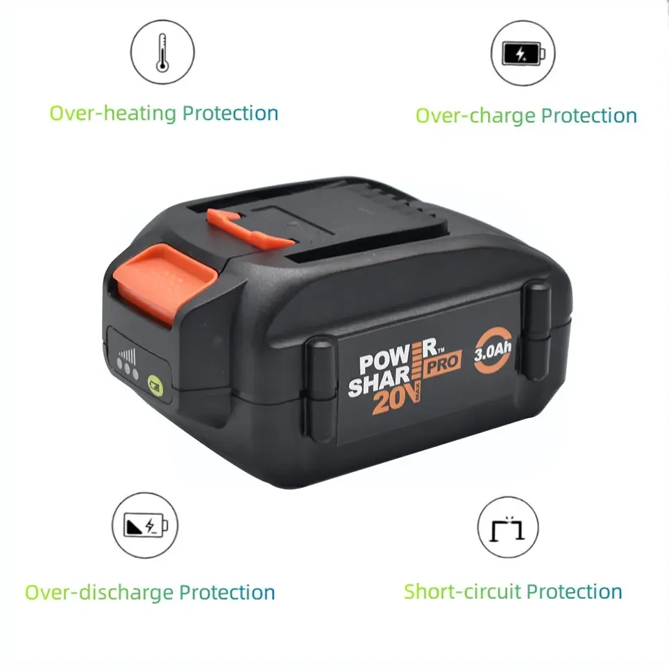 For WORX Brand New Genuine WA3578 - PowerShare 20V 3000mAH Lithium-Ion Large-Capacity Battery