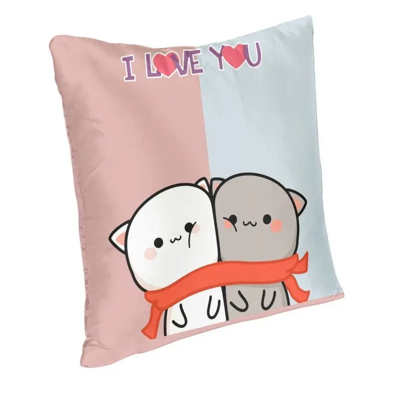 Valentine Day Mochi Cat Peach And Goma Cushion Cover Two Side Printing Throw Pillow Case for Living Room Pillowcase Home Decor