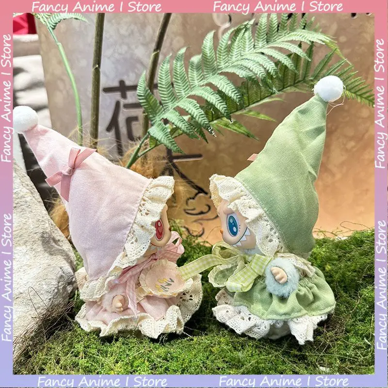 For 15-17cm Labubu Doll Cute Forest Fairy Suit Green and Pink Elf Cloak Scarf Clothes Outfit Mini Plush Doll Fashion Accessories