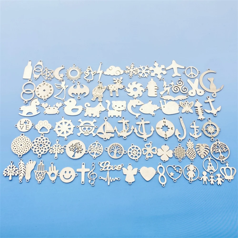 100 Kinds Animals Types Plants Charms 10PCS Rudder Bracelet Finding Stainless Steel Connectors Dangle Pendant Diy Earring Making