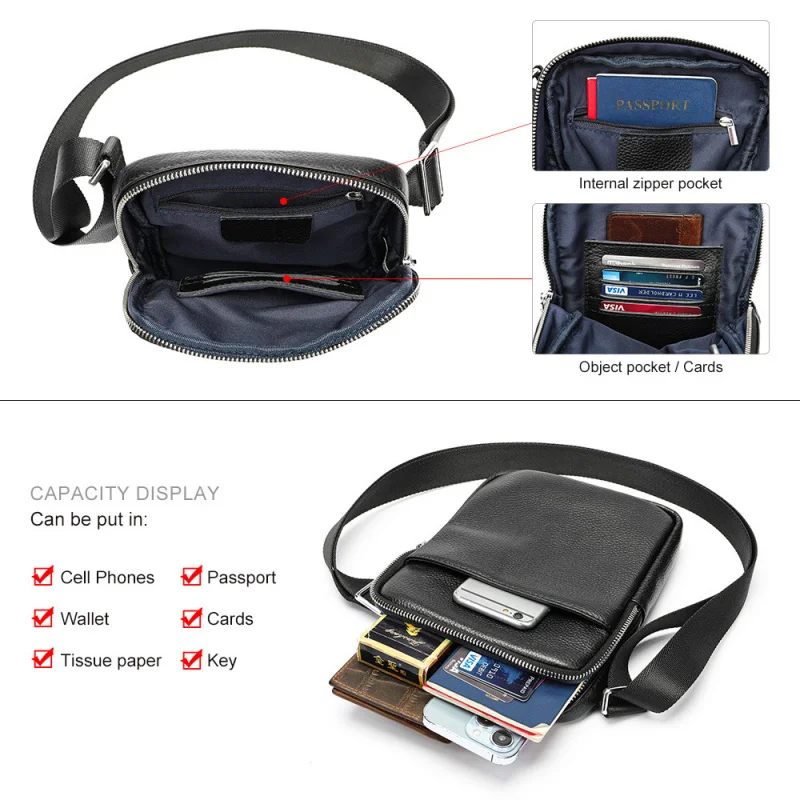 Leather men's single-shoulder bag - new Japanese-style casual and versatile large capacity men's crossbody bag