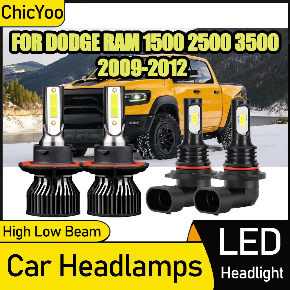 

H13 High Low Beam LED Headlight Bulbs 120W Turbo Auto Lamps 6000K White Plug and Play 12V FOR DODGE RAM 1500 2500 3500 2009-2012